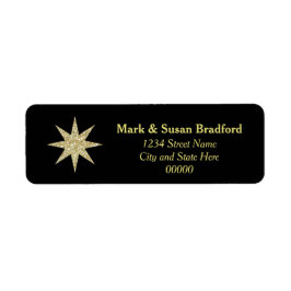 Julens kristna returetikett - Black/Guld Star Returadress Etikett