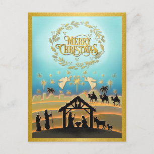 Julens krubba Baby Jesus i krubbescen Helg Vykort