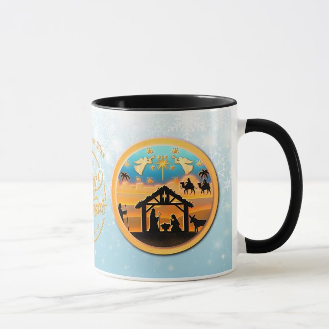 Julens krubba Baby Jesus i krubbescen Mugg (Höger)