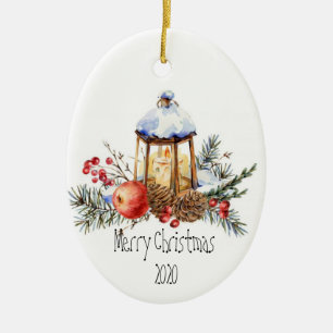 Julens Lantern Holly Gräs Apple-Anpassningsbar Dag Julgransprydnad Keramik