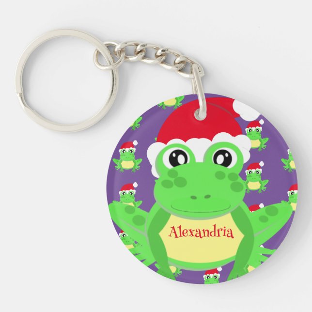 Julens Lila Frog Santa Hat Mönster Novelty (Framsidan)