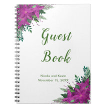 Julens Lila Poinsettia Bröllop gäst bok