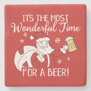 Julens mest underbara tid för en Beer Santa Underlägg Sten