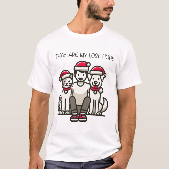 Julens minimala husdjursfamilj sista hoppet t shirt (Framsida)