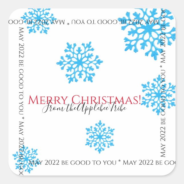 Julens moderna glittblåsnöflingor fyrkantigt klistermärke (Framsida)