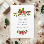 Julens Möhippa Blommigt Holly-inbjudan Inbjudningar<br><div class="desc">Vintagarna inbjudningar till röda blommor,  holly och bär-jultomte är designade för att snabbt och enkelt kunna anpassas till dina händelsespecifikationer.</div>