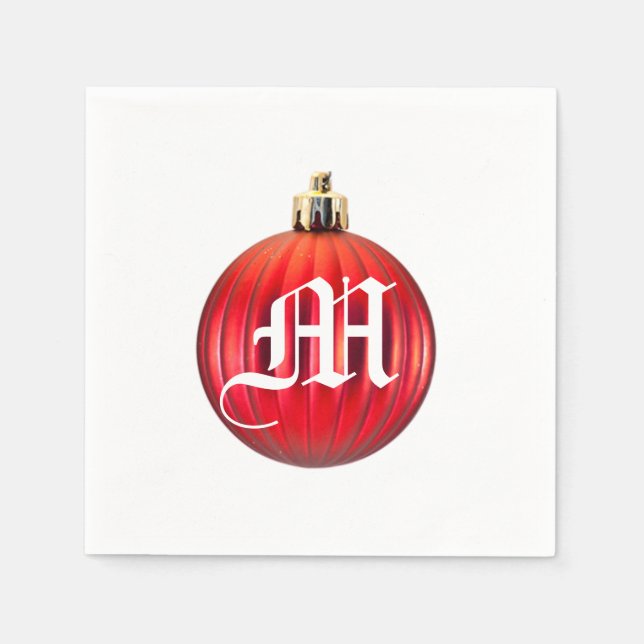 Julens monogram - röd Helgdag Ornament Pappersservett (Framsidan)