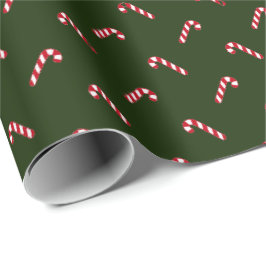 Julens mörk grönt, söta candy cane-elegant presentpapper