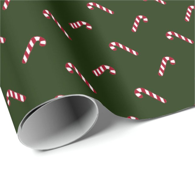 Julens mörk grönt, söta candy cane-elegant presentpapper (Rullad Hörn)