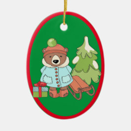 Julens Nalle Ett par med Gift Julgransprydnad Keramik