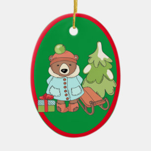 Julens Nalle Ett par med Gift Julgransprydnad Keramik