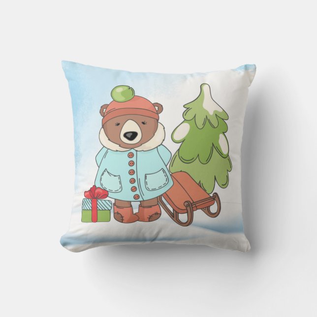 Julens Nalle Ett par med Gift Kudde (Framsida)