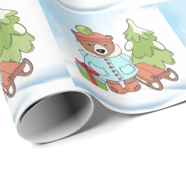 Julens Nalle Ett par med Gift Presentpapper (Rullad Hörn)