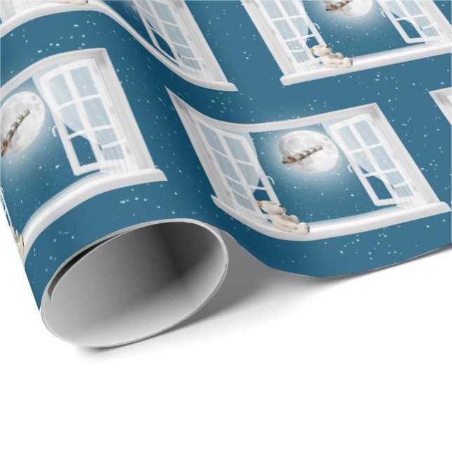 Julens Nalle i fönster Presentpapper (Rullad Hörn)