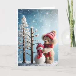 Julens Nalle med Snögubbe Helgkort
