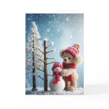 Julens Nalle med Snögubbe