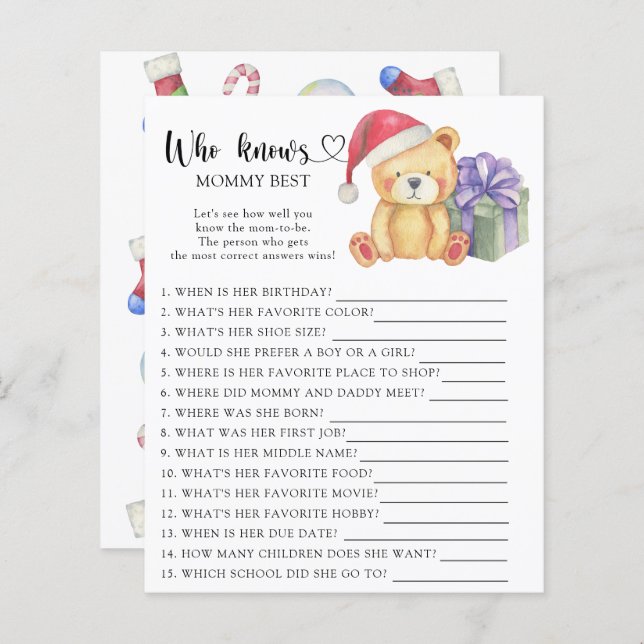 Julens Nalle - Vem vet mamma bäst (Fram/baksida)