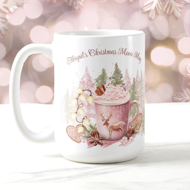 Julens Namn Rosa Hett Chocolate Big Mugg (Christmas Name Pink Hot Chocolate Big Mug)