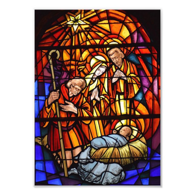 Julens nativitet - fastsatt glasbild Baby Jesus Fototryck (Framsidan)