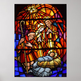 Julens nativitet - fastsatt glasbild Baby Jesus Poster
