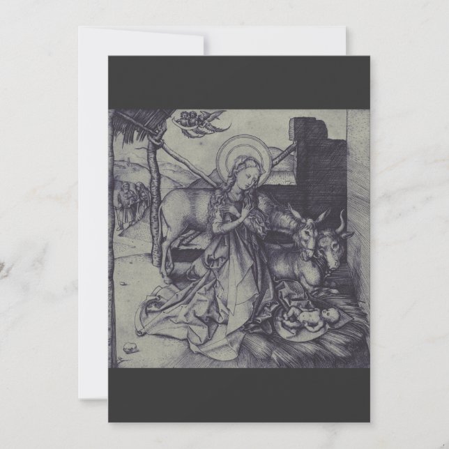 Julens Nativitet Stark Ink Art Julkort (Framsida)