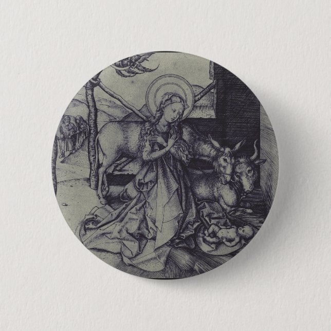 Julens Nativitet Stark Ink Art Knapp (Framsida)