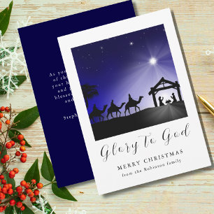 Julens nativitetscen Glory för Gud Christian Julkort