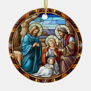 Julens nativitetscen julgransprydnad keramik