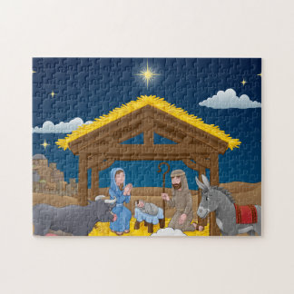 Julens nativitetscen med Baby Jesus Pussel
