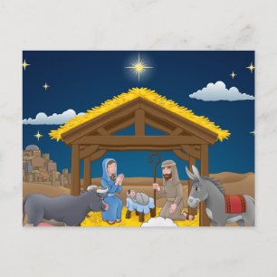 Julens nativitetscen med Baby Jesus Vykort
