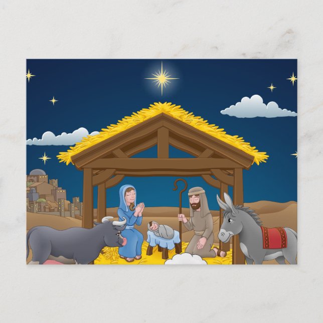 Julens nativitetscen med Baby Jesus Vykort (Framsida)