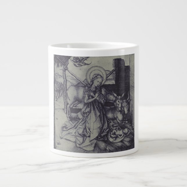 Julens Nativity Stark bläckkonst Jumbo Mugg (Framsidan)