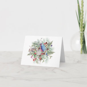 Julens natur Illustration med Bird & Berries Kort