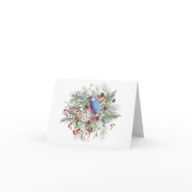 Julens natur Illustration med Bird & Berries