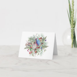 Julens natur Illustration med Bird & Berries Kort