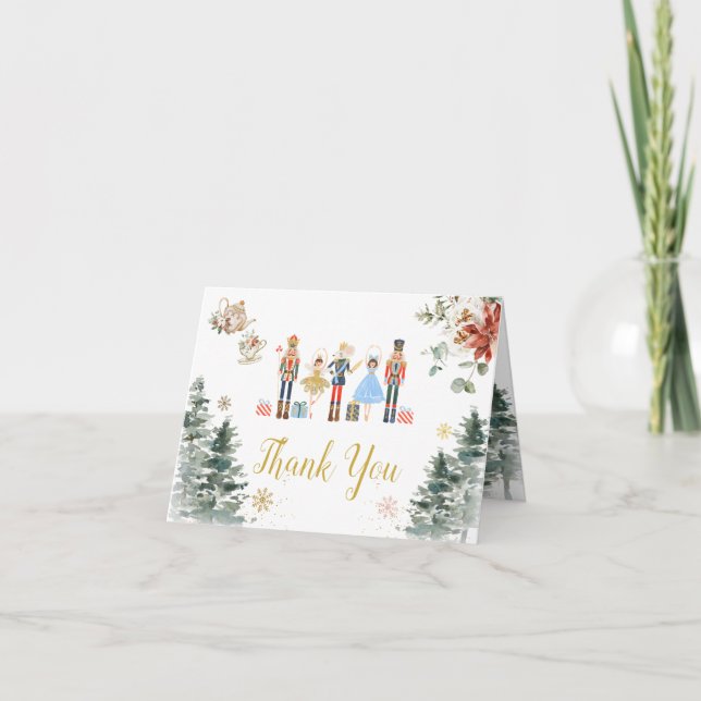 Julens Nutcracker-Möhippa Tea Foldad Tack Kort (Framsida)