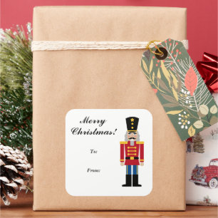 Julens Nutcracker till och från märkre med gåvor Fyrkantigt Klistermärke