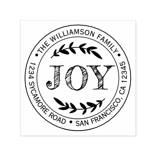 Julens nya år - Returadress för familjen Joy Självfärgande Stämpel (Design)