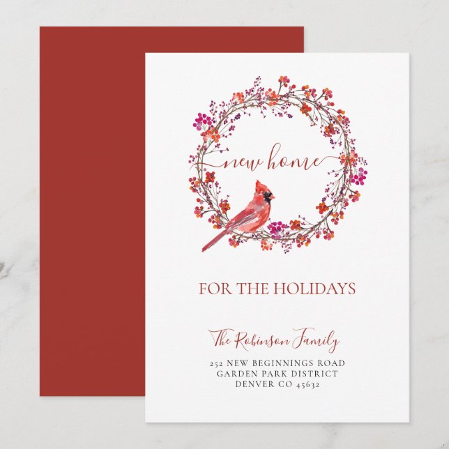 Julens nya hem för helgdagarnas flytta meddelande (Fram/baksida)