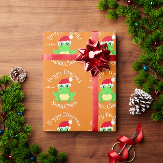 Julens Orange Frog Santa Hat Novelty Namn Presentpapper (Julgåva)