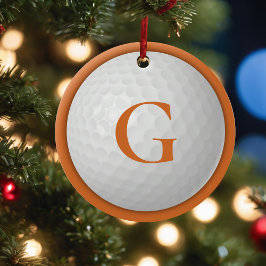Julens Orange Monogram Golf Boll Julgransprydnad Keramik