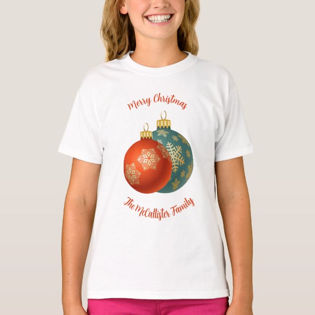 Julens Orange Ornaments T-Shirt (Framsida)