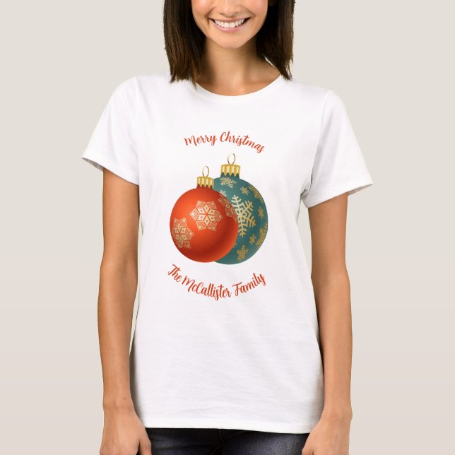 Julens Orange Ornaments T-Shirt (Framsida)
