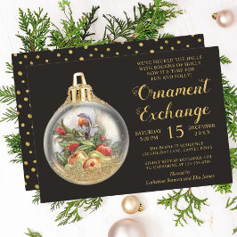 Julens Ornament Exchange Blommigt Bird Bauble Inbjudningar