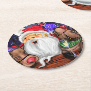 Julens Papper Underlägg Roligten Santa and Reindee Rund