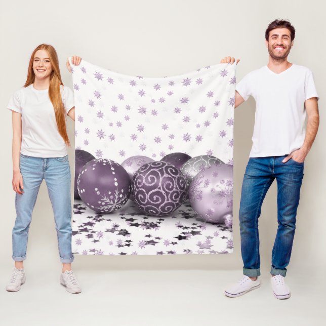 Julens Party Rosa Lila Ornamet Snöflingor Fleecefilt (På plats)