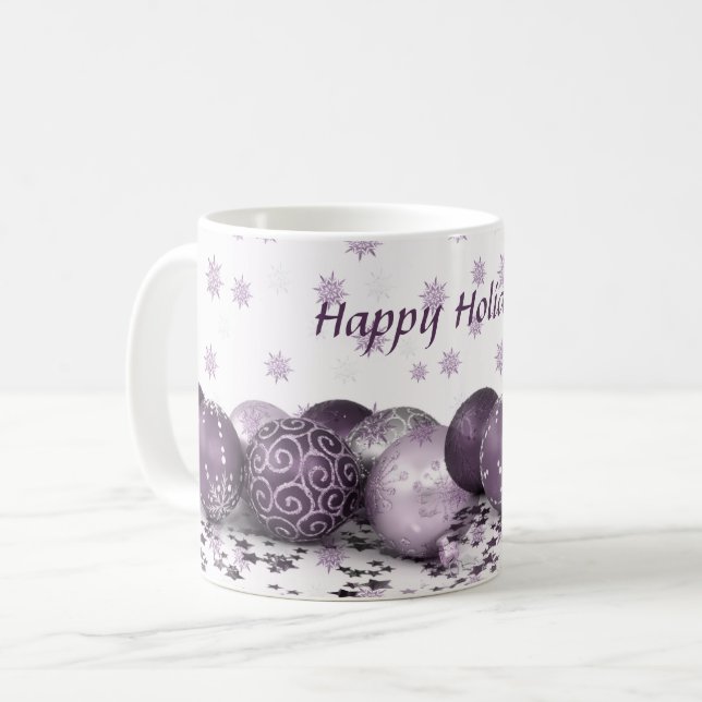 Julens Party Rosa Lila Ornamet Snöflingor Kaffemugg (Framsida vänster)
