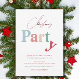 Julens party-typografi, enkelt ljus färg inbjudningar
