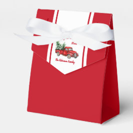 Julens Party Watercolor Vintage Red Lastbil Favor Presentaskar