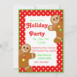Julens Pepparkaksgubbar Red/White Polka dots Inbjudningar